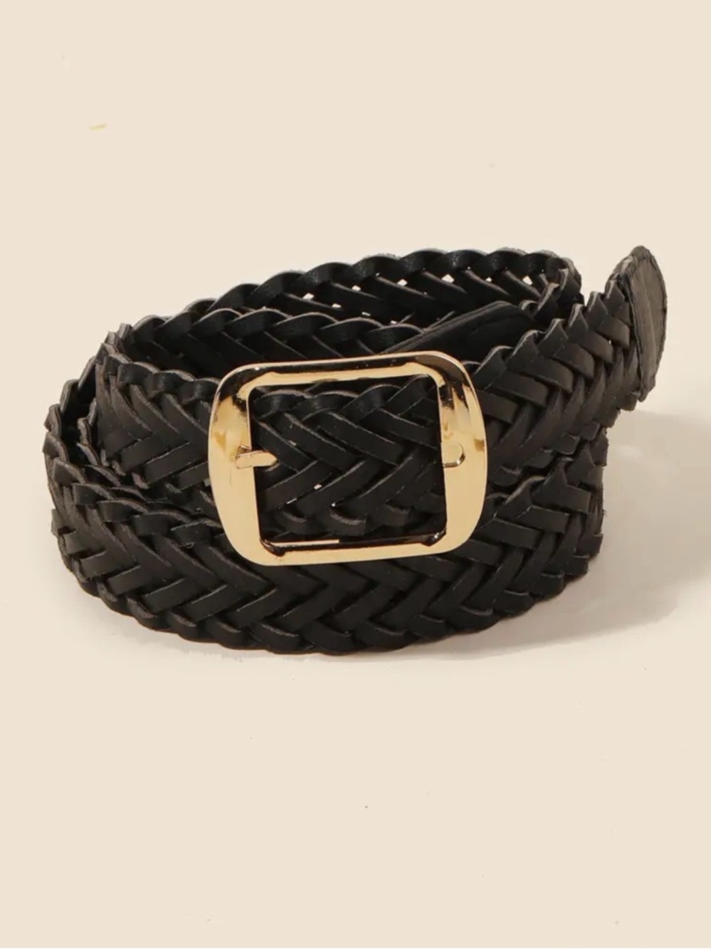Black Braided Vegan Belt